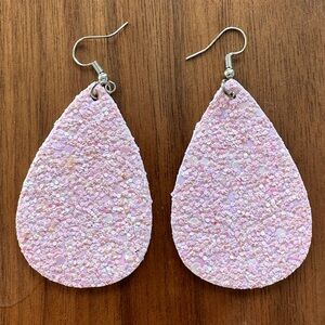 Pink Glitter Teardrop Earrings